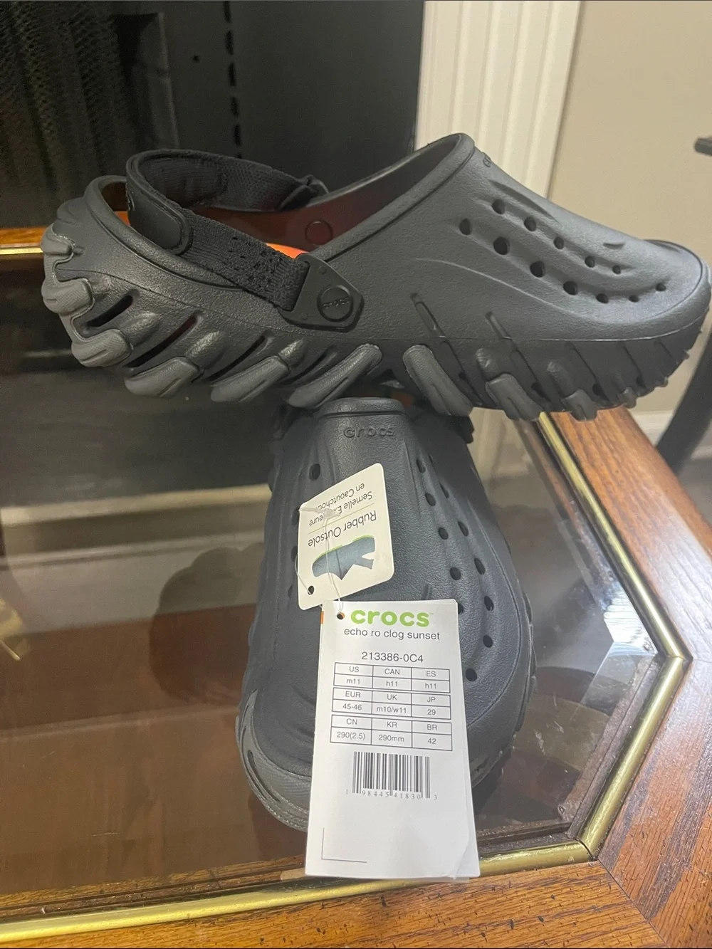 CROCS Echo Ro Clog Sunset in Black with Orange Accent